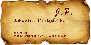 Jakovics Pintyőke névjegykártya